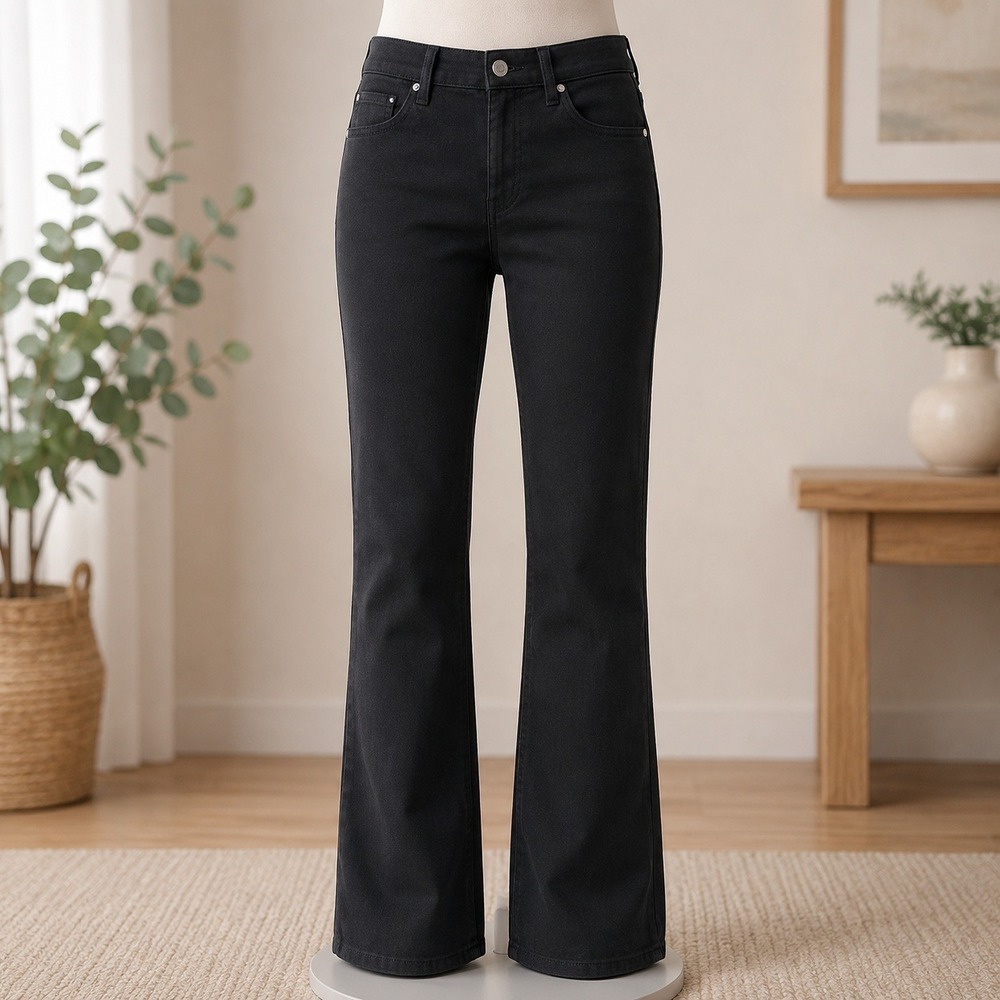 Women with Control Bootcut Pants Womens 6 Black High Rise Stretch 1574